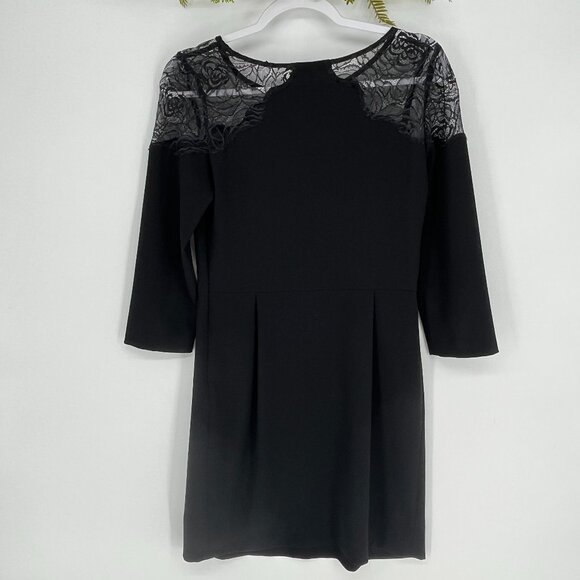 Sandro Paris Black Lace Sheath Dress Elegant Cocktail Size 2 Holiday Dress - Picture 6 of 10